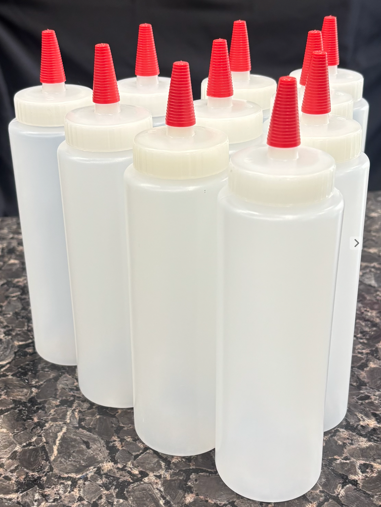 240 mL squeeze bottle with lids/nozzles (pack of 10)