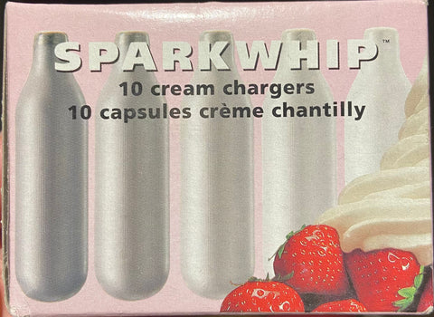 Cream cartridges- Sparkwhip brand, Nitrous Oxide (box of 10).